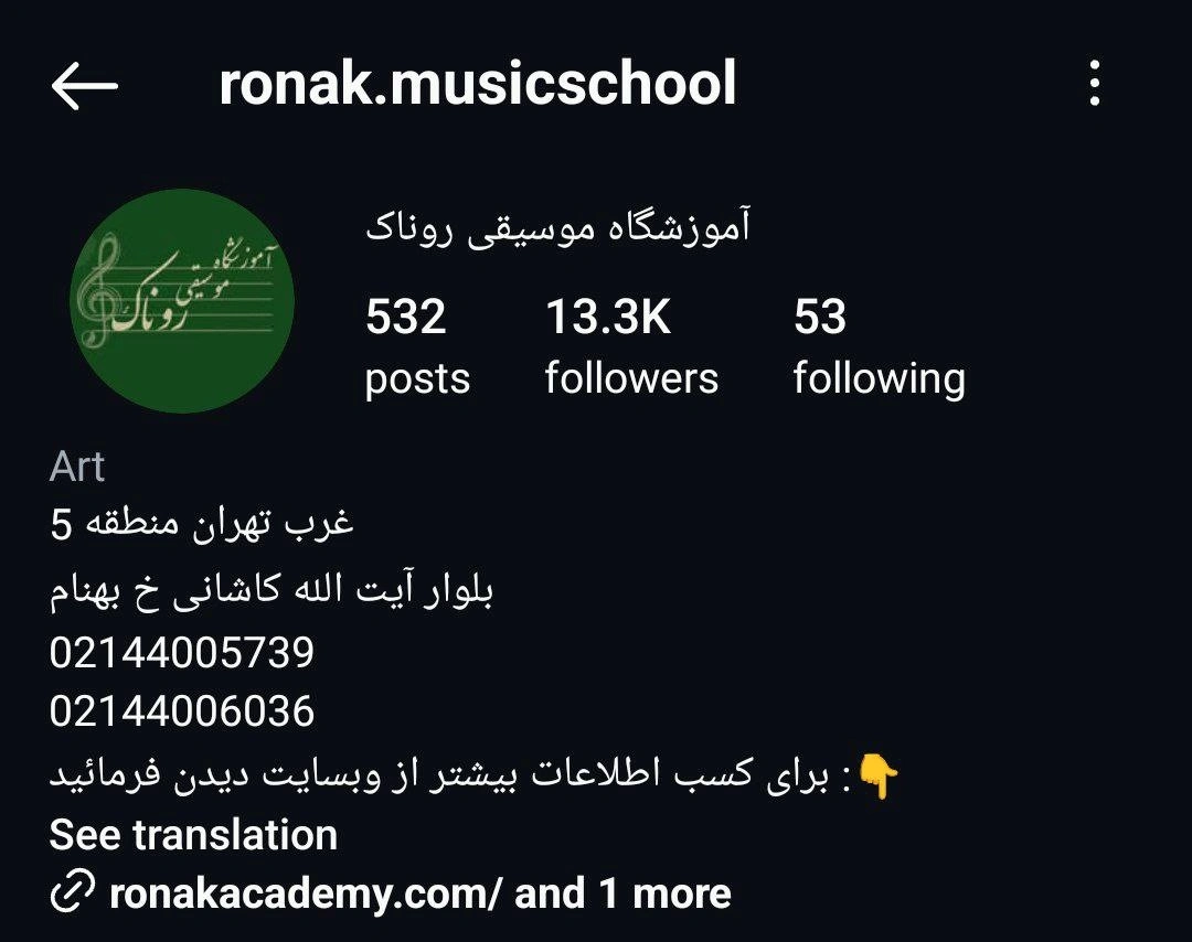 آموزشگاه موسیقی روناک