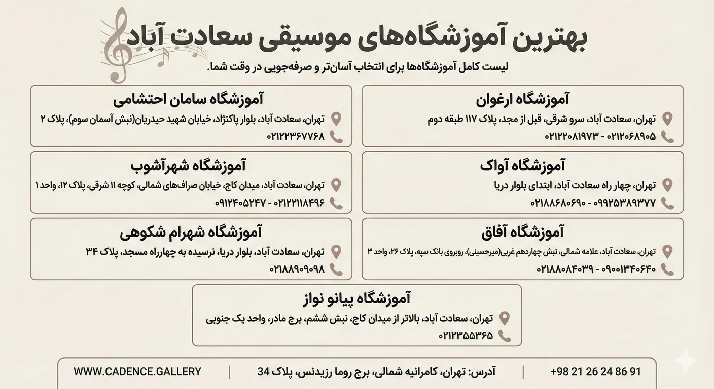 بهترین آموزشگاه موسیقی سعادت آباد - آموزشگاه موسیقی سعادت آباد - بهترین آموزشگاه موسیقی سعادت آباد تهران کدام است؟